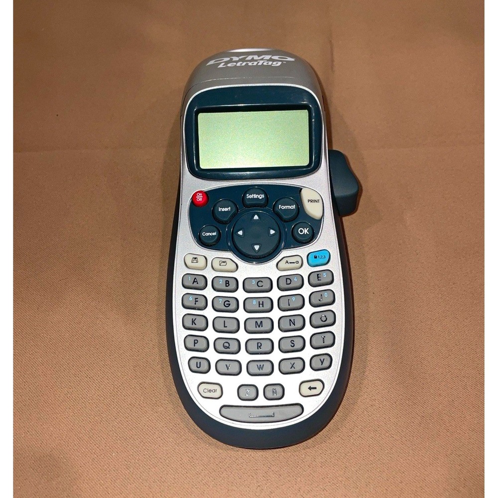 DYMO LetraTag Handheld Label Maker Silver Grey + White Paper Tape Turns On AS IS